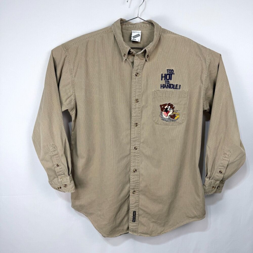 Warner Bros. Looney Tunes Taz Too Hot to Handle Button Down Adult Large